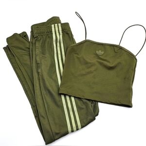 Adidas Originals Womens Size XS Olive AeroReady Pants with Matching Crop Top